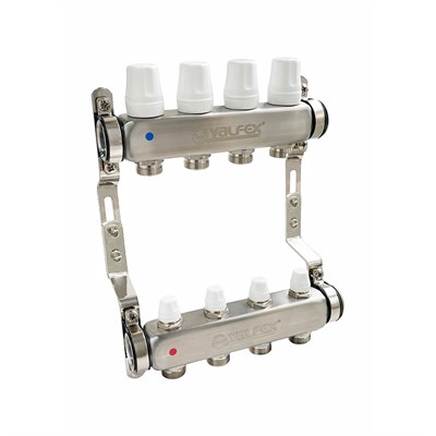 Коллекторная группа НЕРЖ с ручн. регулир. клап. 1"х 8 вых Евроконус 3/4" VALFEX (2) К 11191