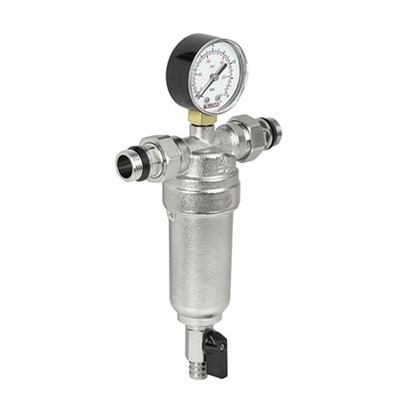Фильтр промывной 1" с манометром, никелированный VALFEX (6) К 11223