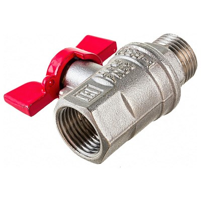 Кран шаровой лат. PREMIUM для ВОДЫ с америк.  3/4" ВР/НР, бабочка, НИКЕЛИР-Й VALFEX 11Б27фт1М(40/10) 11227