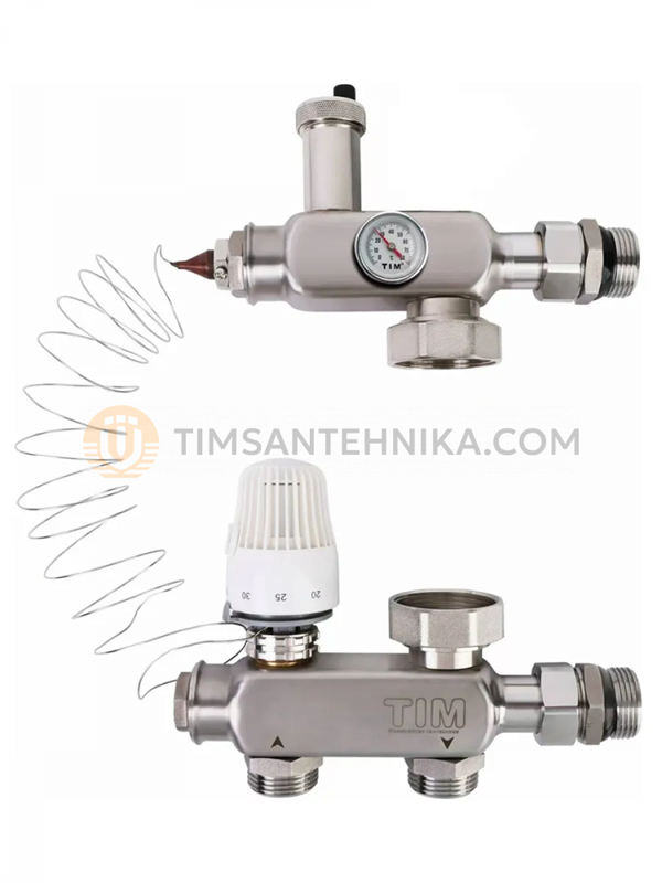 Насосно-смесительный узел из нержавеющей стали для тёплого пола (без насоса), JH-1040S 10230