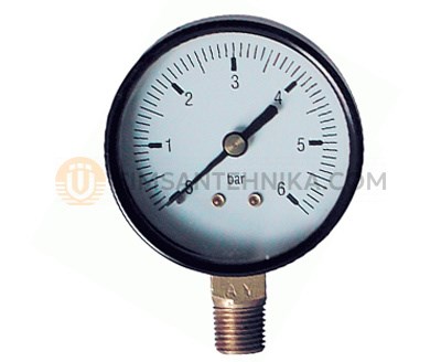 Манометр радиальный TIM, корпус 50 мм, диапазон 0-6 бар, подключение 1/4 Y-50-6 Y-50-6 10264