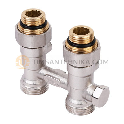 Узел прямой НВ ЕК радиаторный со встроенными кранами и байпасом 1/2"×3/4", RB604.03 10333