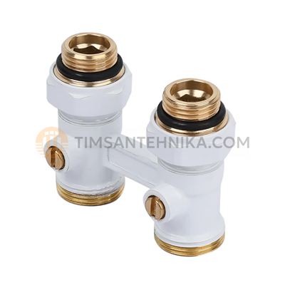 Узел нижнего подключения радиатора с шаровыми кранами ПРЯМОЙ 1/2"x3/4" белый ME220CW 10337