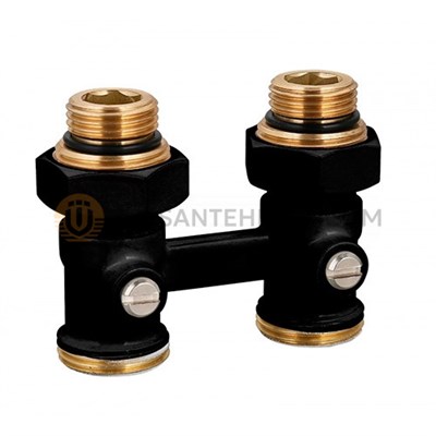 Узел нижнего подключения TIM 3/4 прямой, Черный (c адаптером 1/2) ME220CB 10339