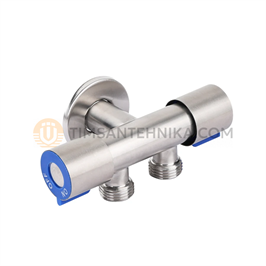 Кран угловой нерж SUS304 2 выхода для сантехприборов (ш/ш/ш) 1/2