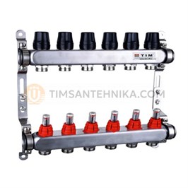 Коллекторный блок из нержавеющей стали с расходомерами,термостатическимиклапанами, дренажными клапанами и авто-воздухоотводчиками ZSc.405.0611S 10274
