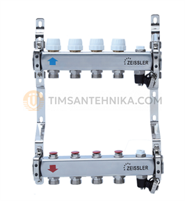 Коллекторный блок из нержавеющей стали с настроечными и термостатическими клапанами, дренажными клапанами и воздухоотводчиками ZSc.406.0608S 10288