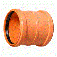 Муфта двухраструбная 200 мм РЫЖАЯ нар.канализ. (4) (ремонтная, без перегородки) 10368