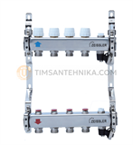 Коллекторный блок из нержавеющей стали с настроечными и термостатическими клапанами, дренажными клапанами и воздухоотводчиками ZSc.406.0606S 10290